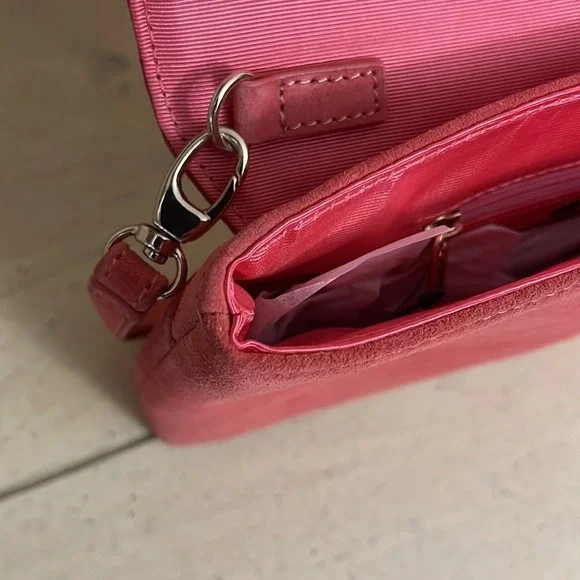 White House Black Market Clutch Suede Coral‎ Tassel Evening Bag - Picture 5 of 7